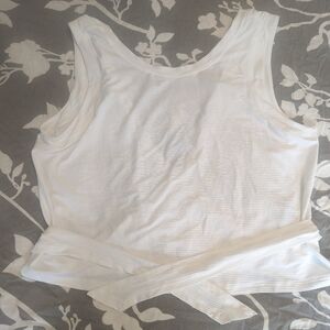 Calia by Carrie Underwood - White Wrap Crop Athletic Top - Size Large NWOT